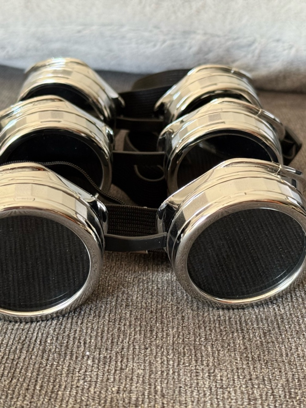 Vintage-Style Black and Silver Steampunk Goggles - Unbranded
